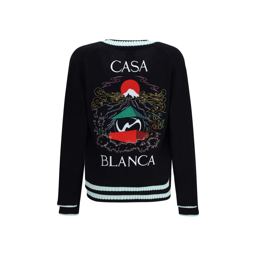 Casablanca Black Merino Wool Cardigan