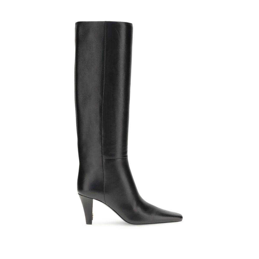 Saint Laurent Black Leather High Heel Boots