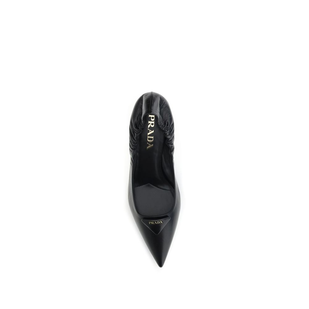 Prada Black Calf Leather Bos Taurus High Heel Pumps