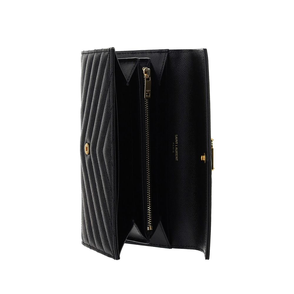 Saint Laurent Black Calf Leather Bos Taurus Wallet