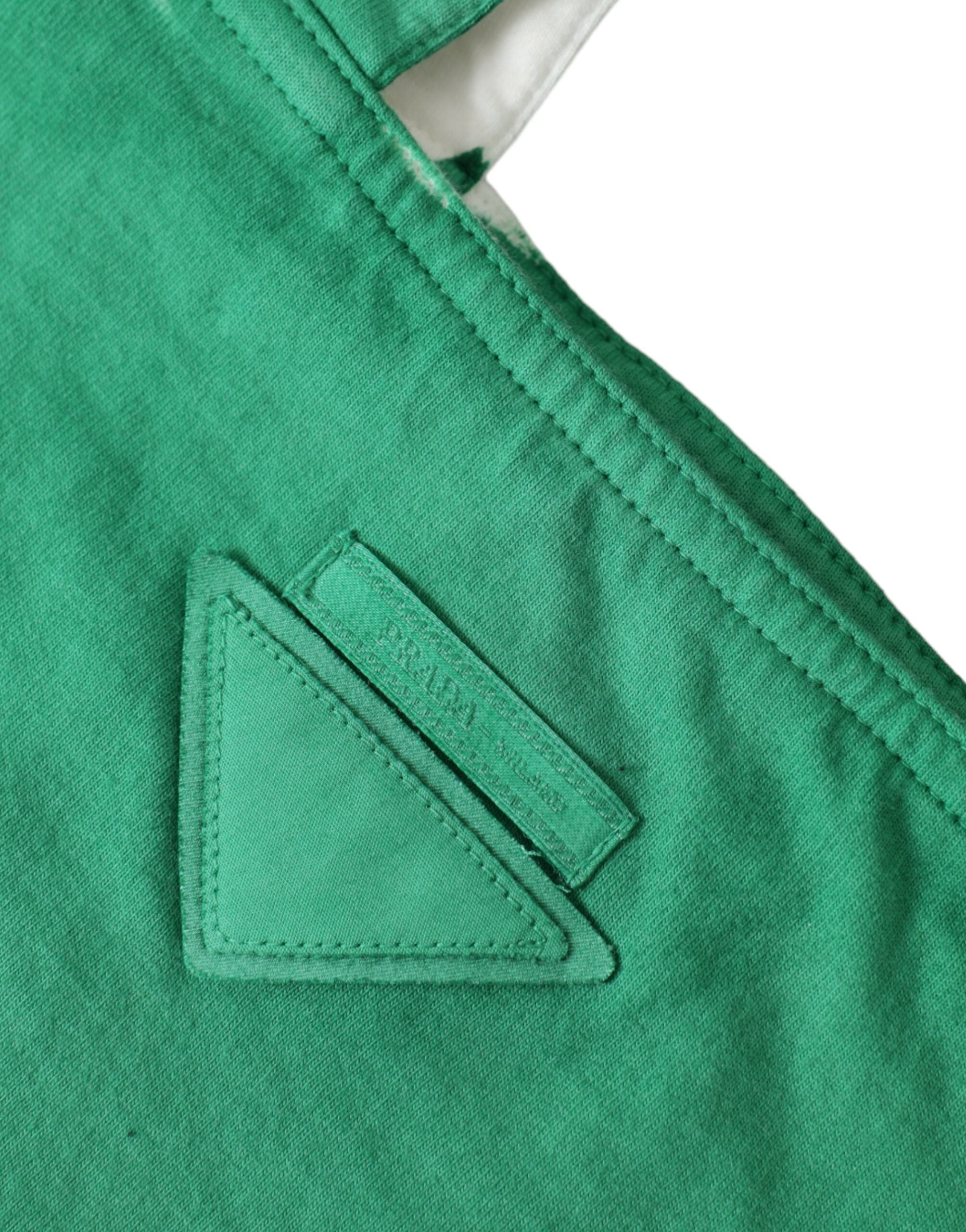 Prada Green Jersey Fabric Logo Shoulder Shopping Tote Shopping Bag