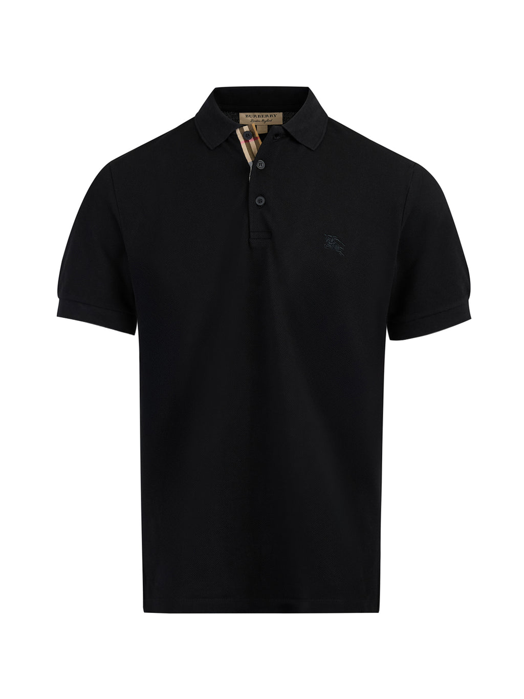 Burberry Black Cotton Collared Polo Shirt
