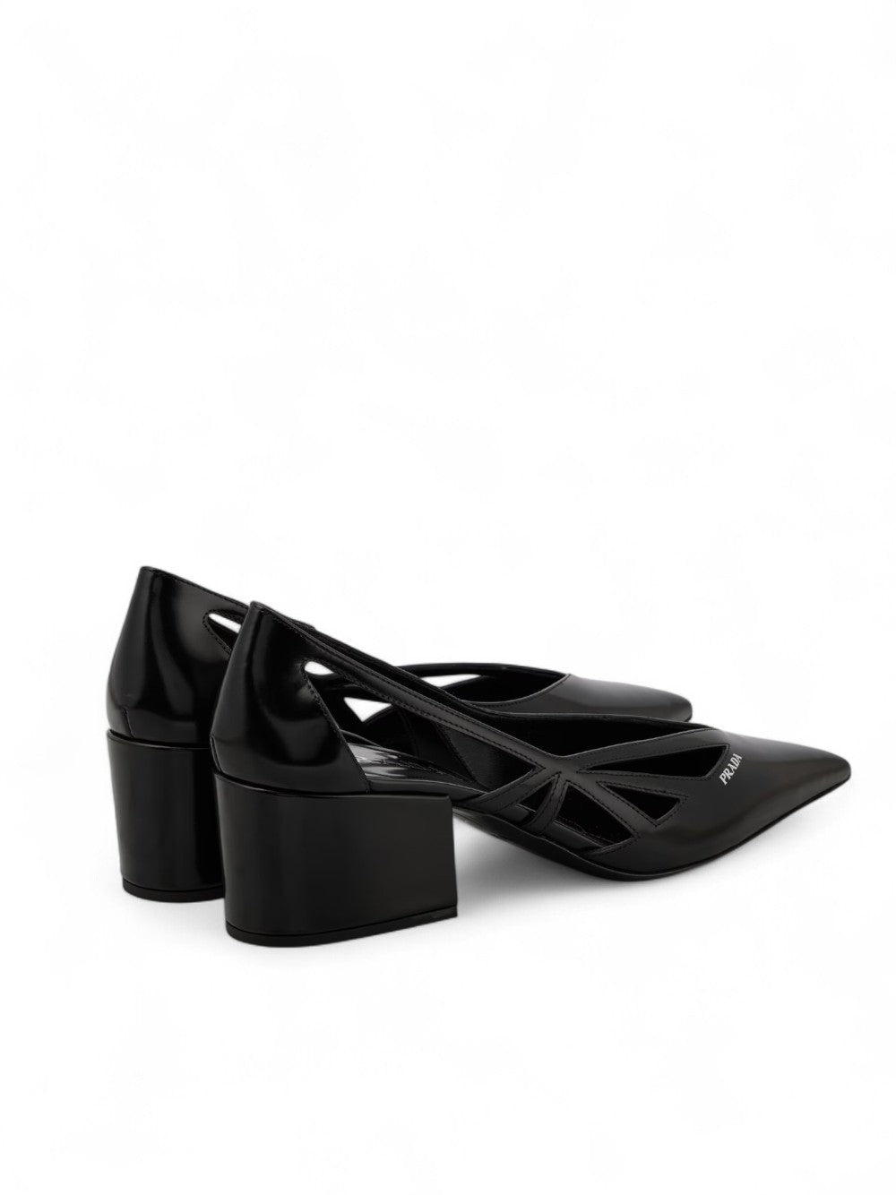 Prada Black Leather Cut-Out Pumps 55