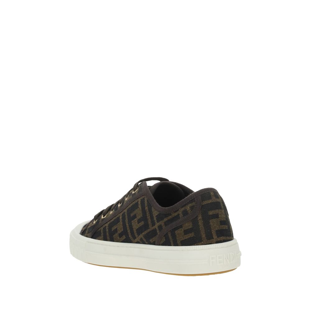 Fendi Brown Polyamide Low Top Sneakers
