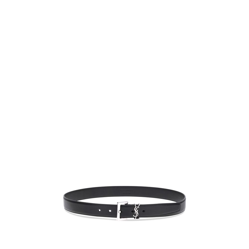Saint Laurent Black Calf Leather Bos Taurus Regular Belt