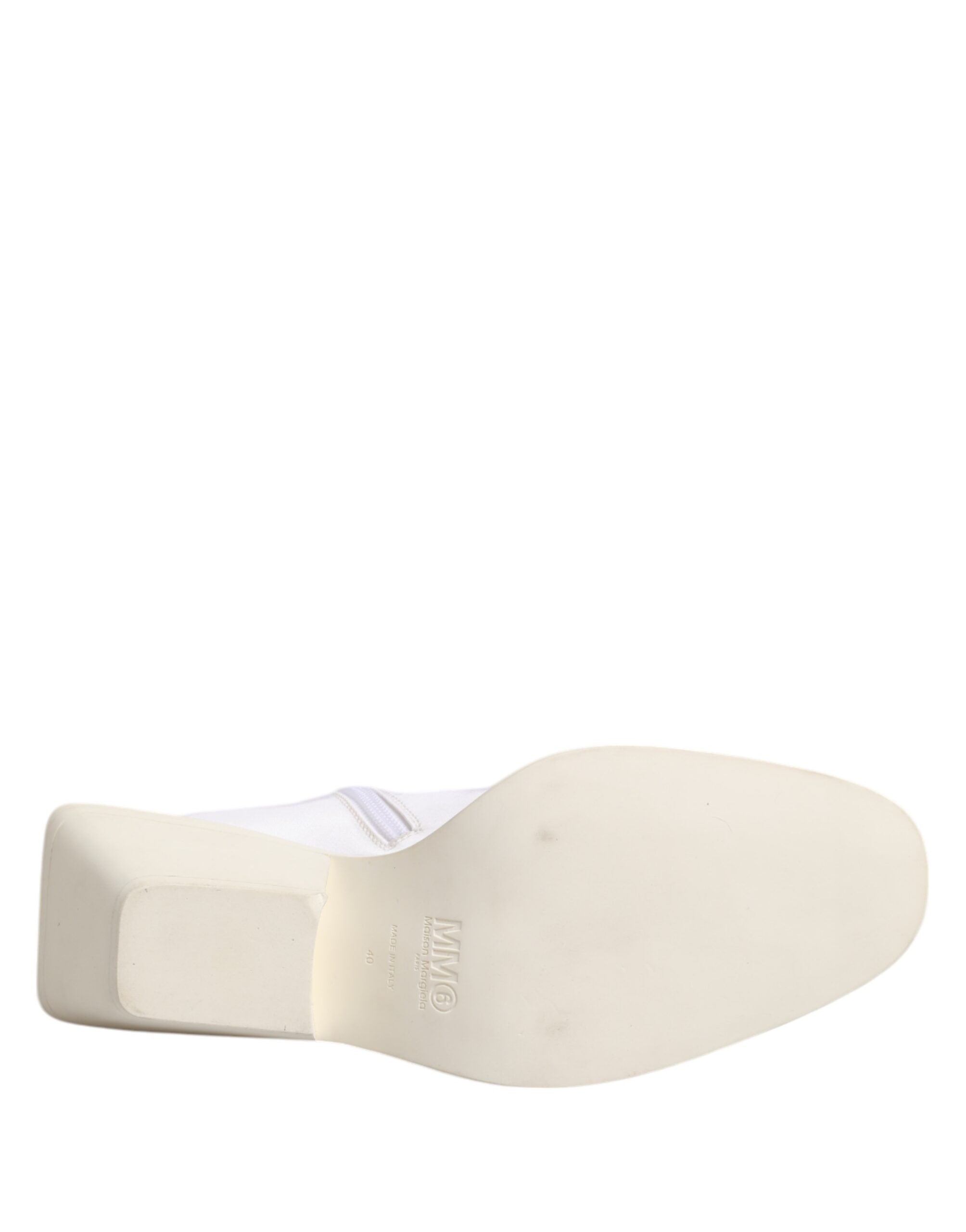 Maison Margiela White Square Heel Zip Ankle Boots Shoes