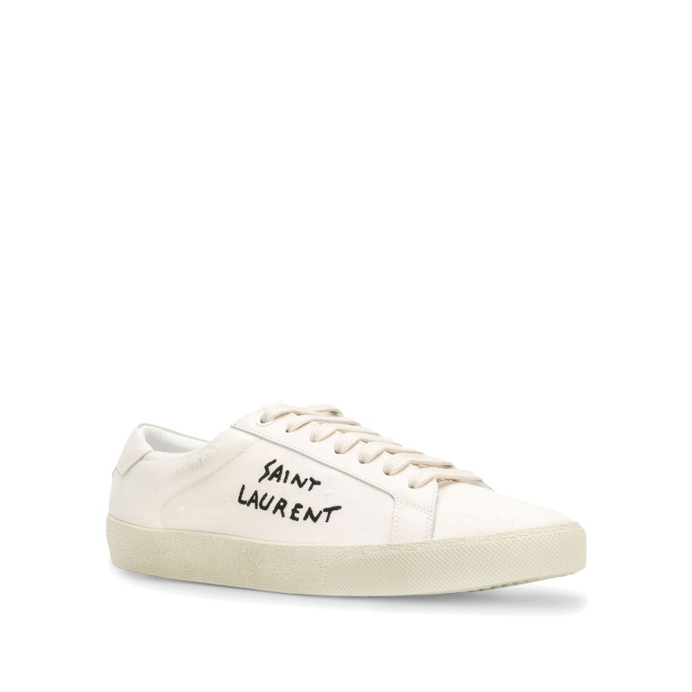 Saint Laurent White Canvas Low Top Sneakers