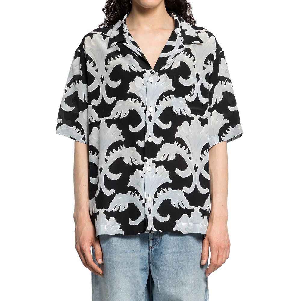 Valentino Black Silk Pattern Shirt