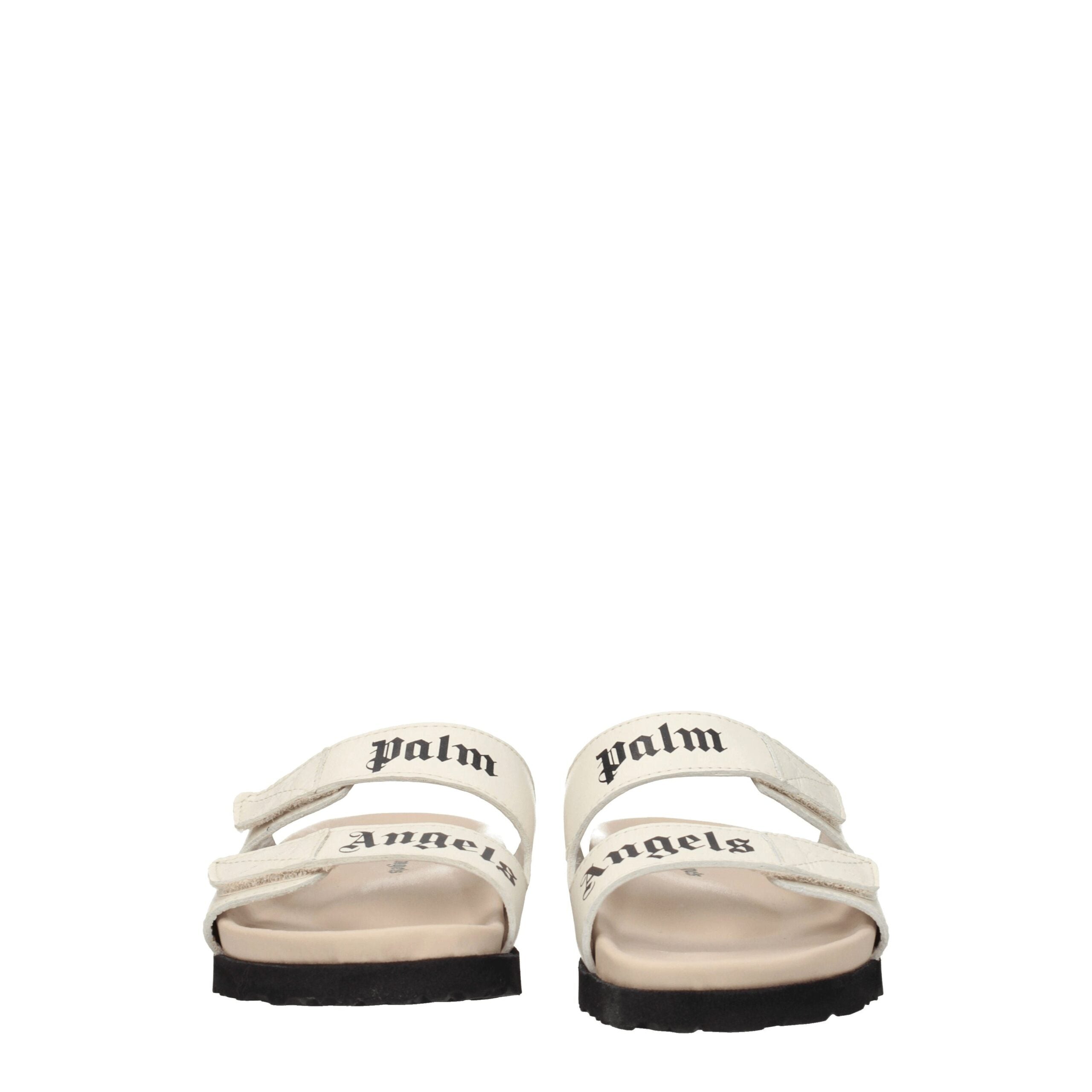 Palm Angels Beige Leather Flat Sandals