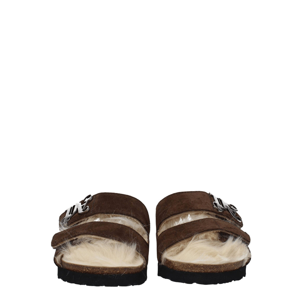 Palm Angels Brown Leather Slippers