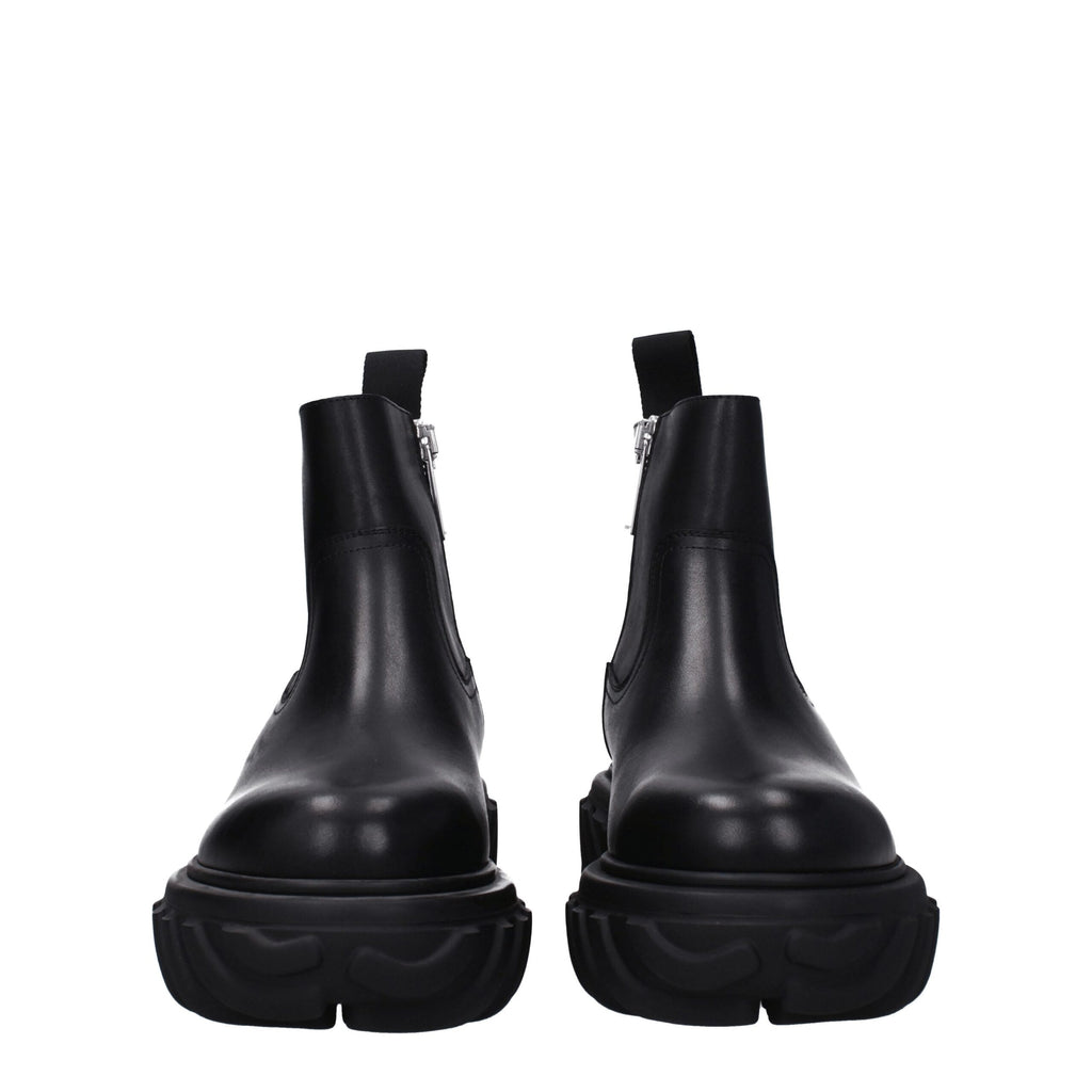 Off-White Black Leather Ankle Boots