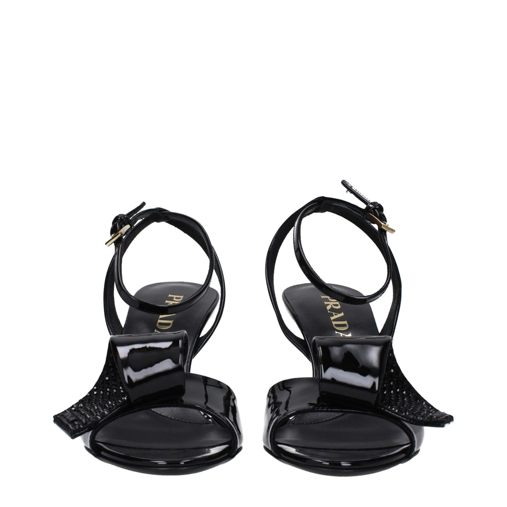 Prada Black Leather Stiletto Heel Sandals