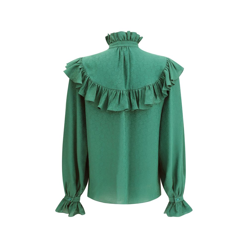 Saint Laurent Green Silk Blouse