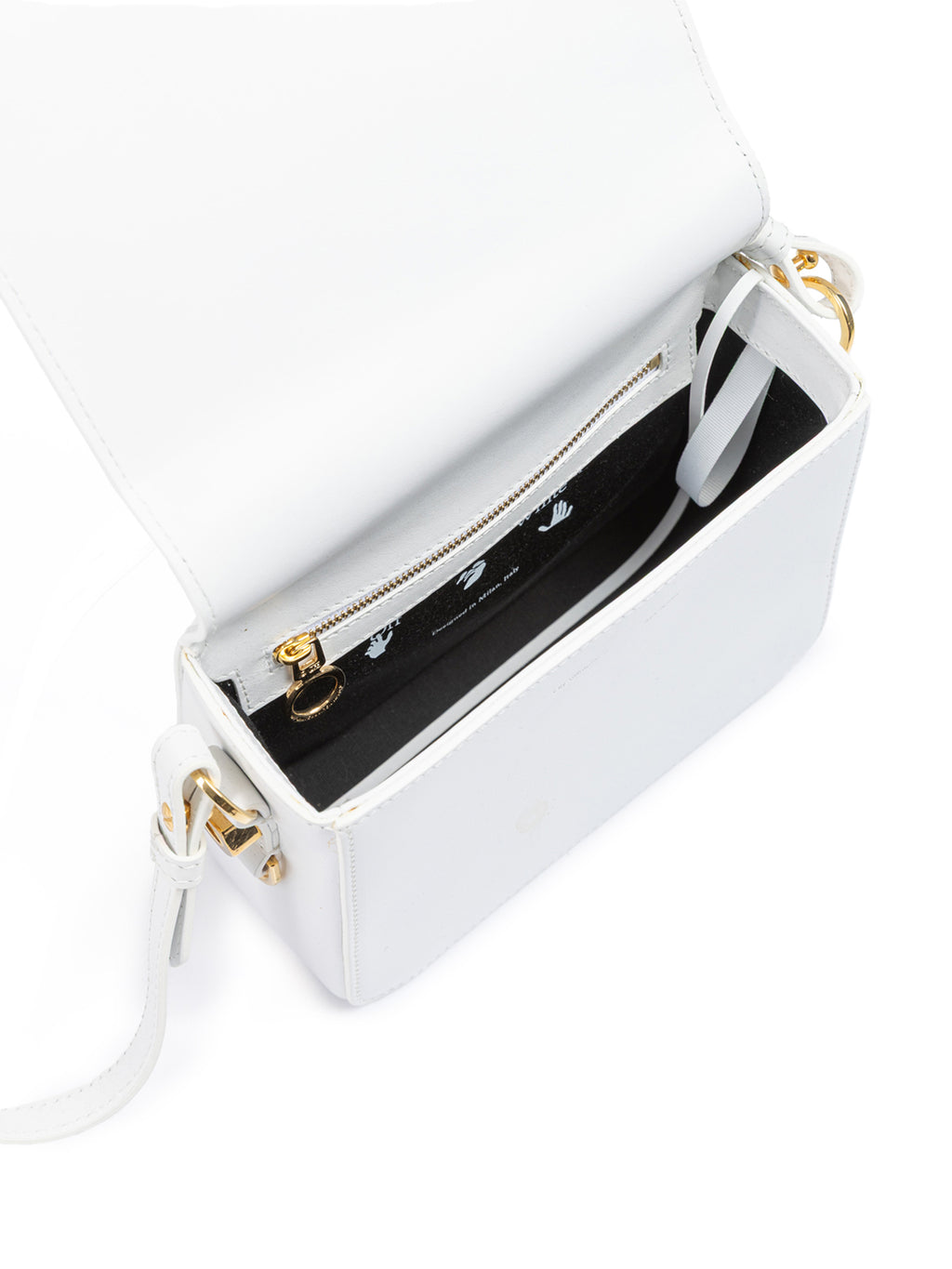 Off-White White/Gold  Metallic Stripe Crossbody Bag