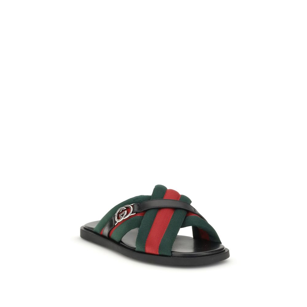 Gucci Black Polyamide Flat Sandals