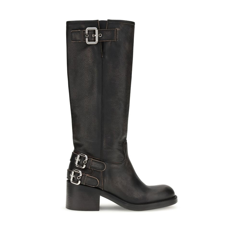 Chloé Black Calf Leather Bos Taurus Lace-Up Boots