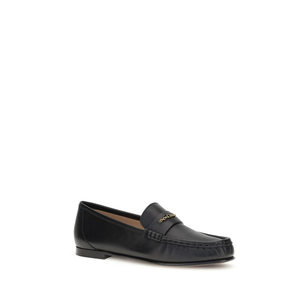 Chloé Black Calf Leather Bos Taurus Slip-On Loafers