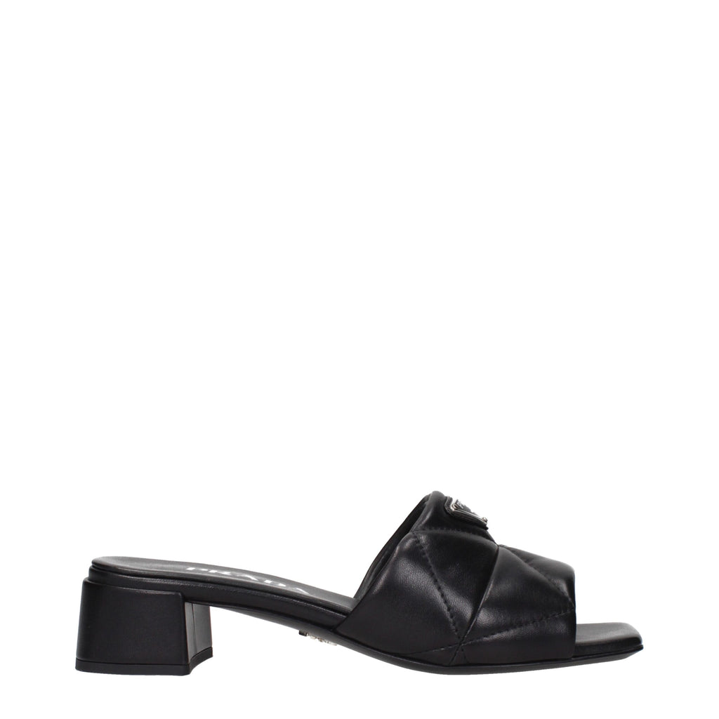 Prada Black Leather Flat Sandals