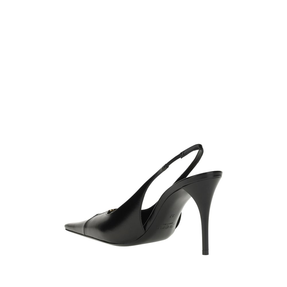 Saint Laurent Black Calf Leather Bos Taurus High Heel Pumps