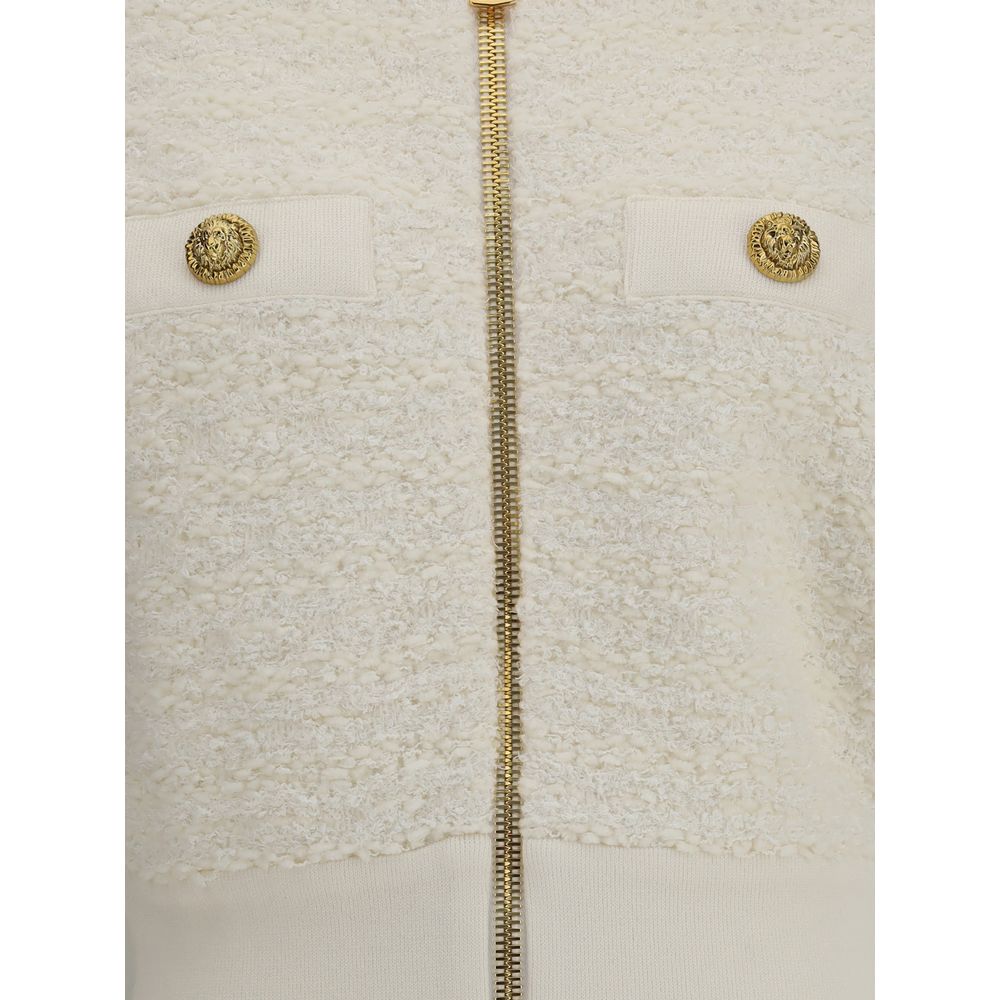 Balmain White Viscose Bomber