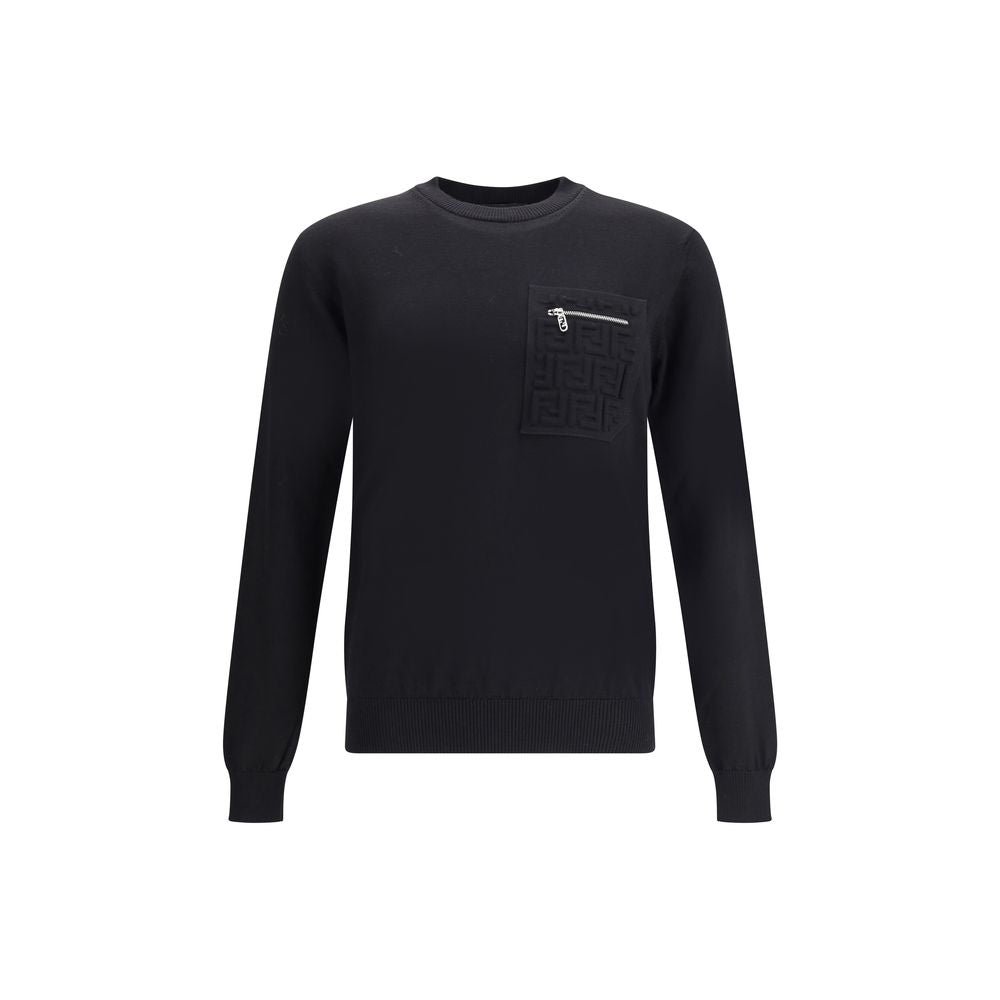 Fendi Black Fleece Wool Sweatshirt