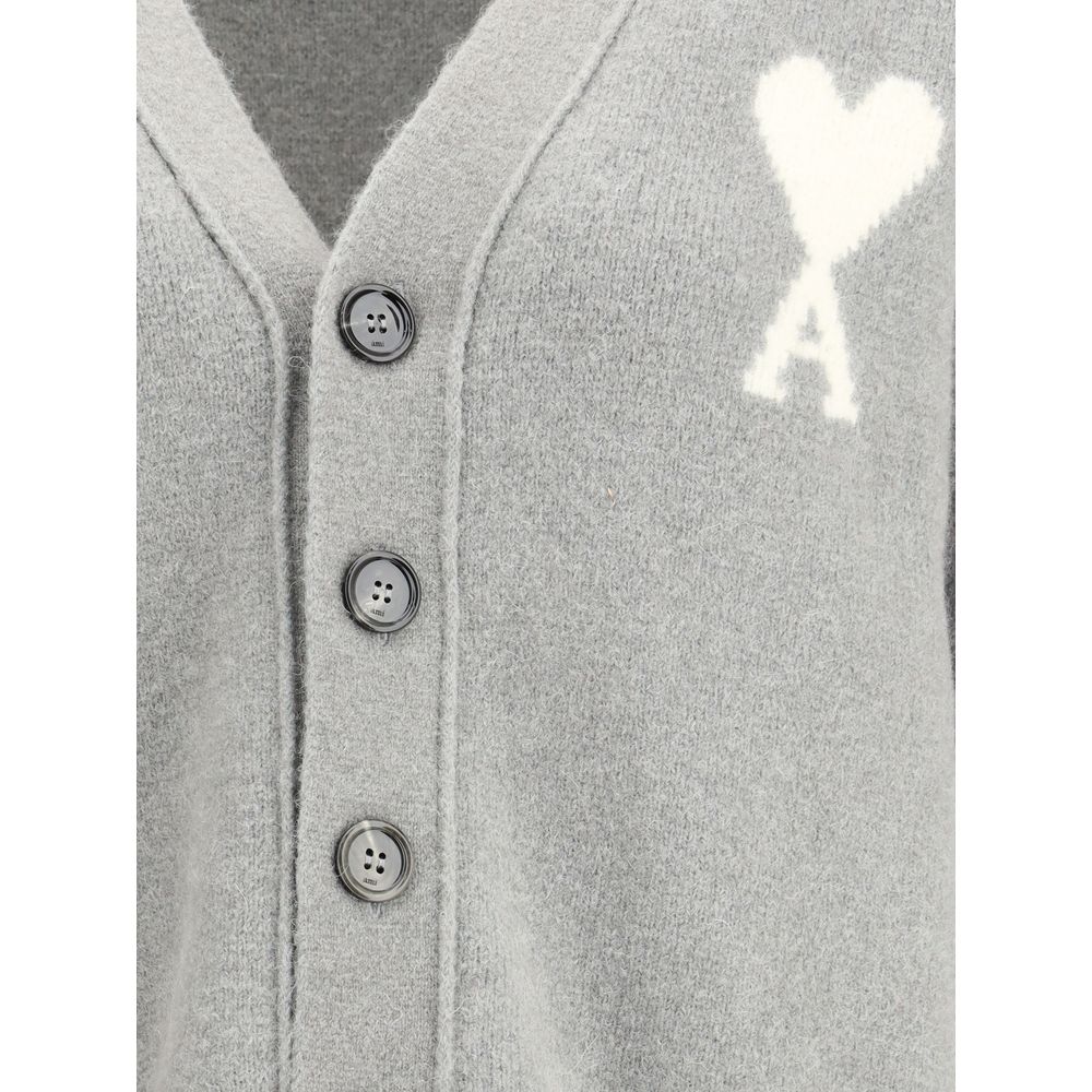 Ami Paris Gray Alpaca Vicugna Pacos Cardigan