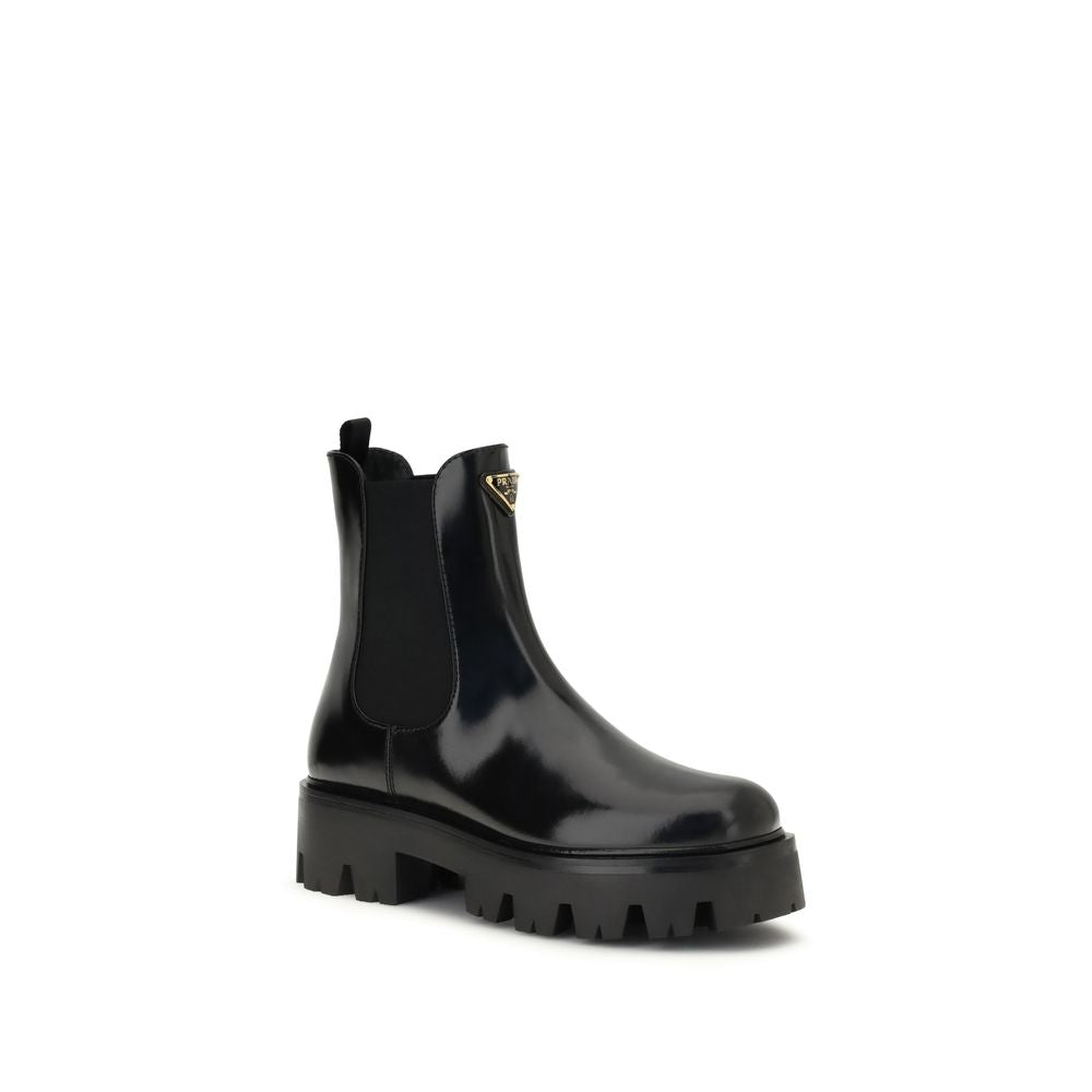 Prada Black Rubber Ankle Boots