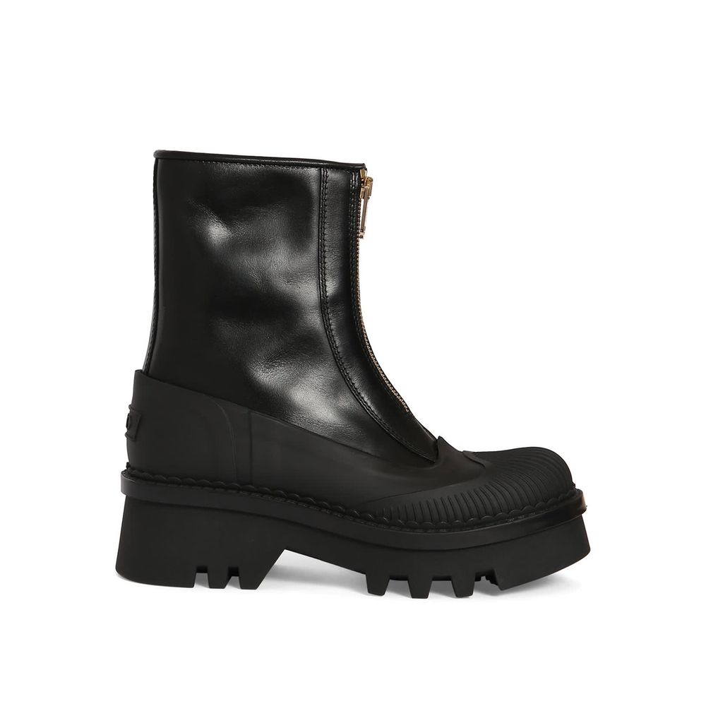 Chloé Black Calfskin Lace-Up Boots