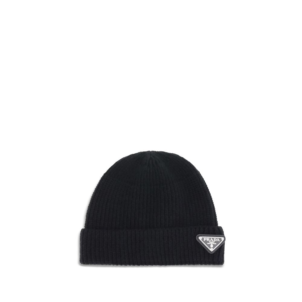 Prada Black Fleece Wool Beanie