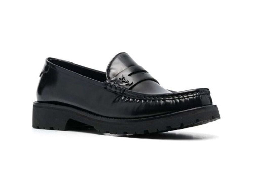 Saint Laurent Black Calfskin Slip-On Loafers